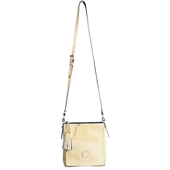 Dooney & Bourke Vintage Cream Leather Crossbody Bag With Tassel - Picture 1 of 16
